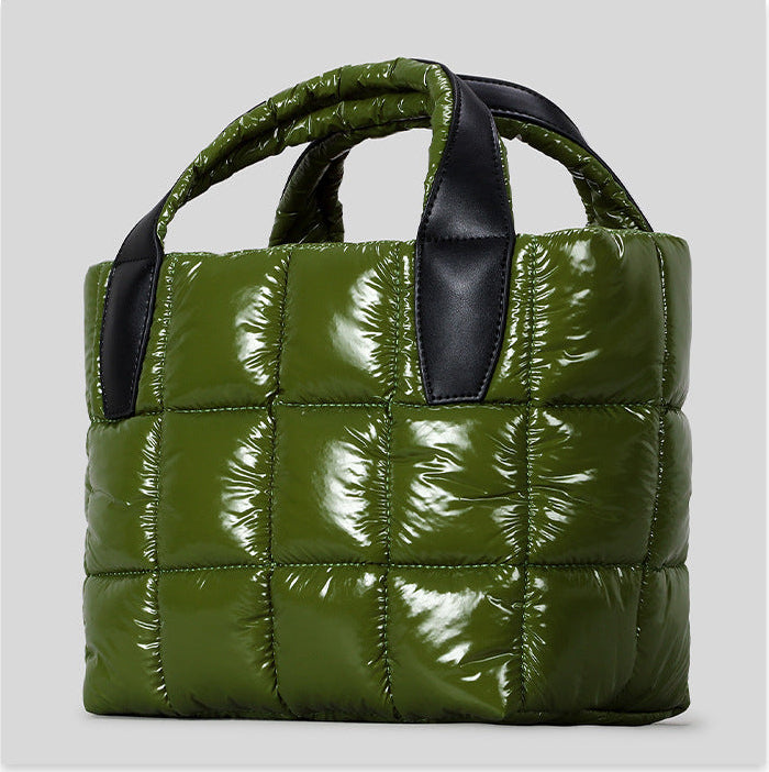 Luxe Quilted Puffer Mini Tote Versatile Urban Crossbody side product view