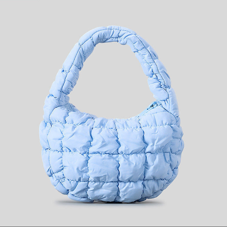 Lavender Puffy Quilted Hobo Bag Sophisticated Daily Shoulder Bag close-up product view