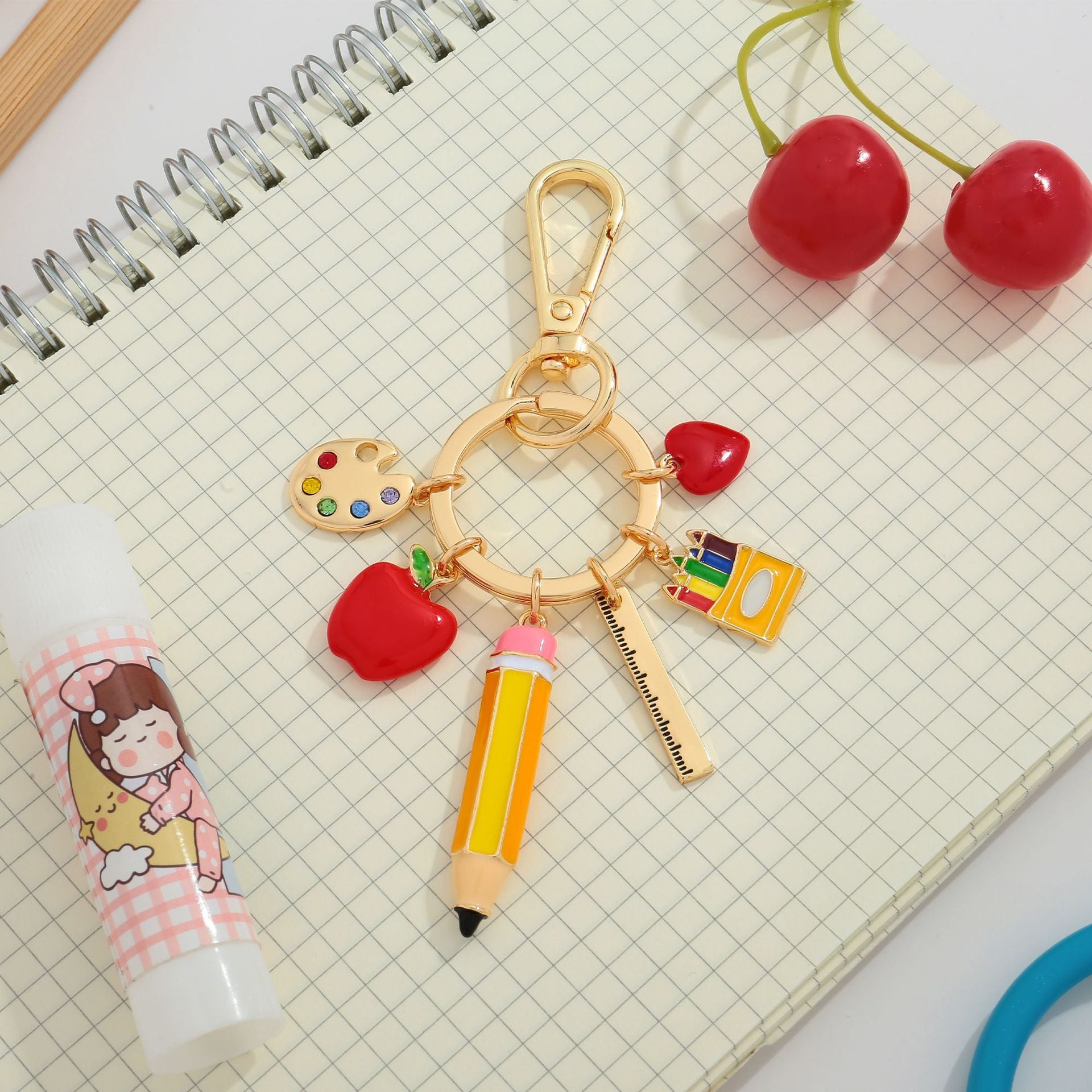 Luxe Artisan Enamel Bag Charm & Teacher Appreciation Keyring lifestyle product view