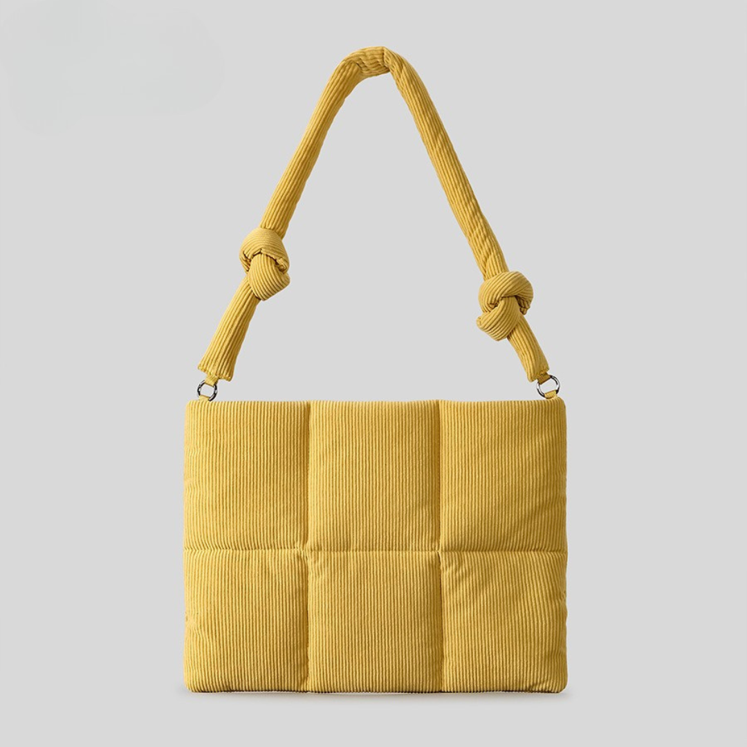 Lyra Corduroy Padded Shoulder Bag - Sophisticated Commute