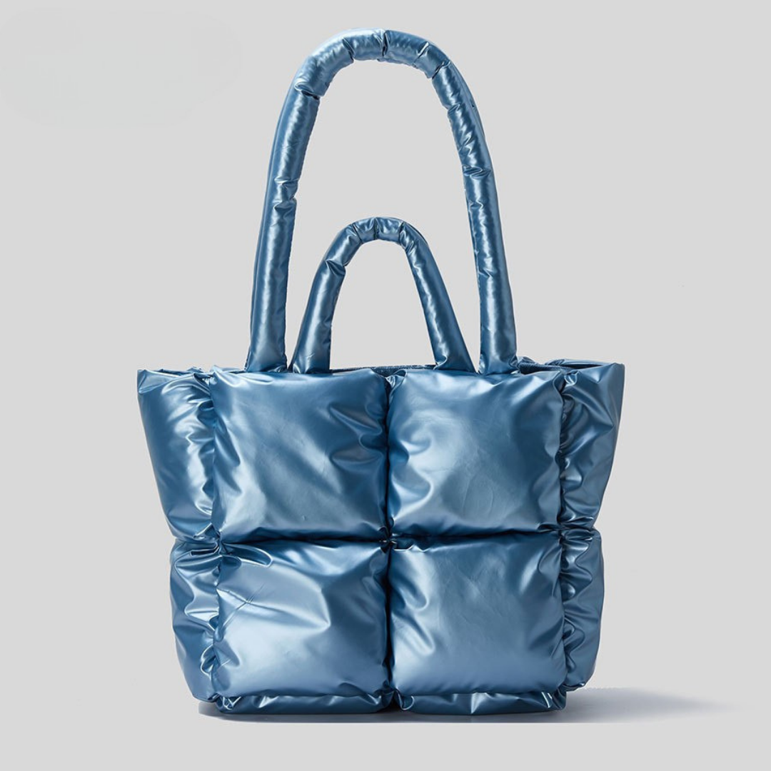 Aurelia Metallic Quilted Padded Tote | Chic Commuter Bag