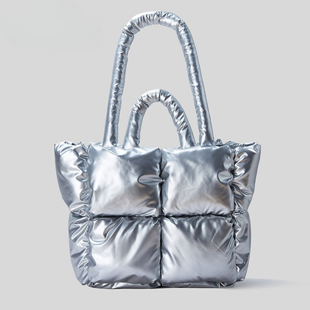 Aurelia Metallic Quilted Padded Tote | Chic Commuter Bag