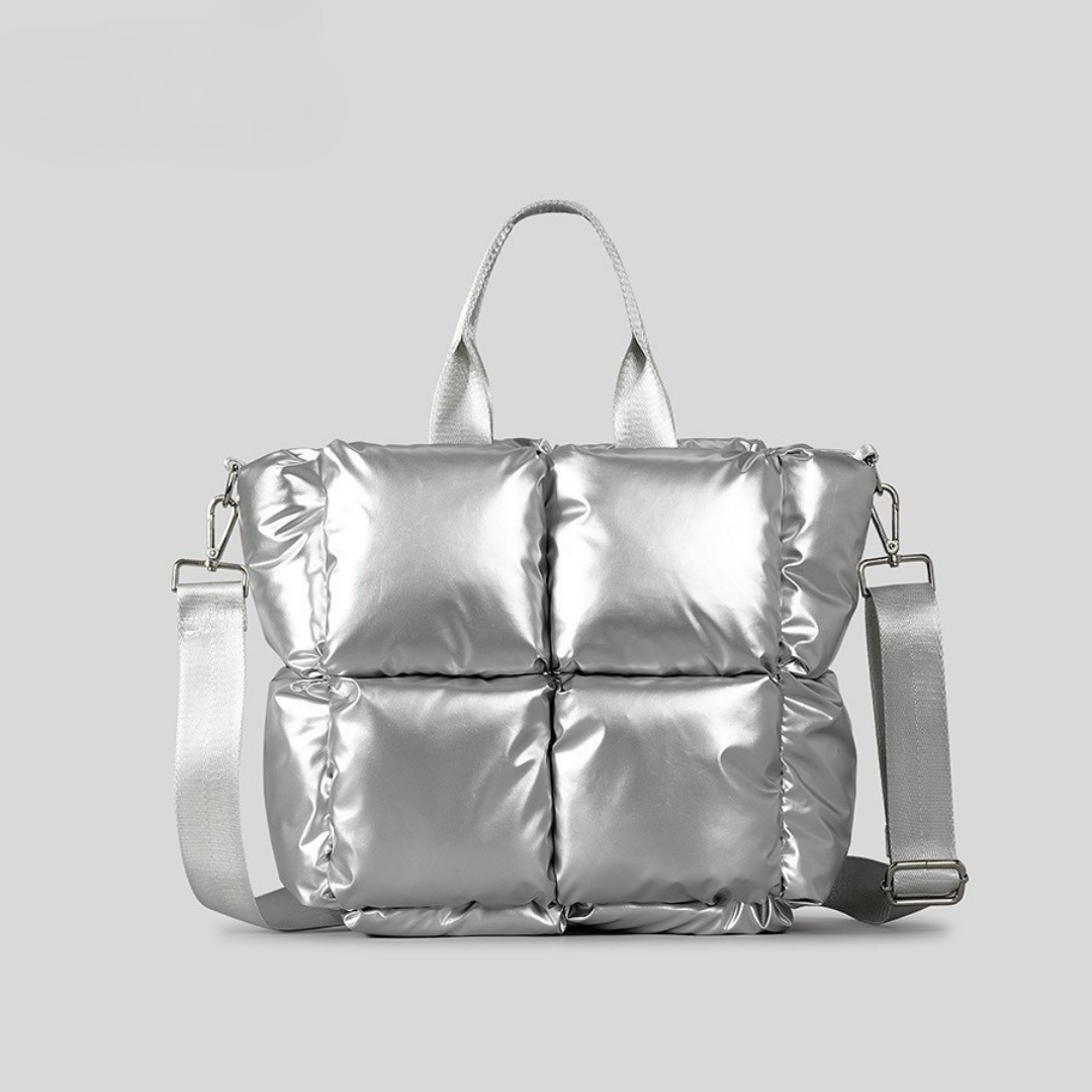 Aurelia Metallic Quilted Padded Tote | Chic Commuter Bag
