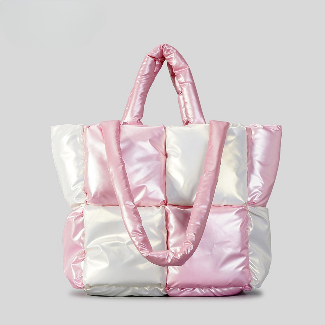 Aurelia Metallic Quilted Padded Tote | Chic Commuter Bag