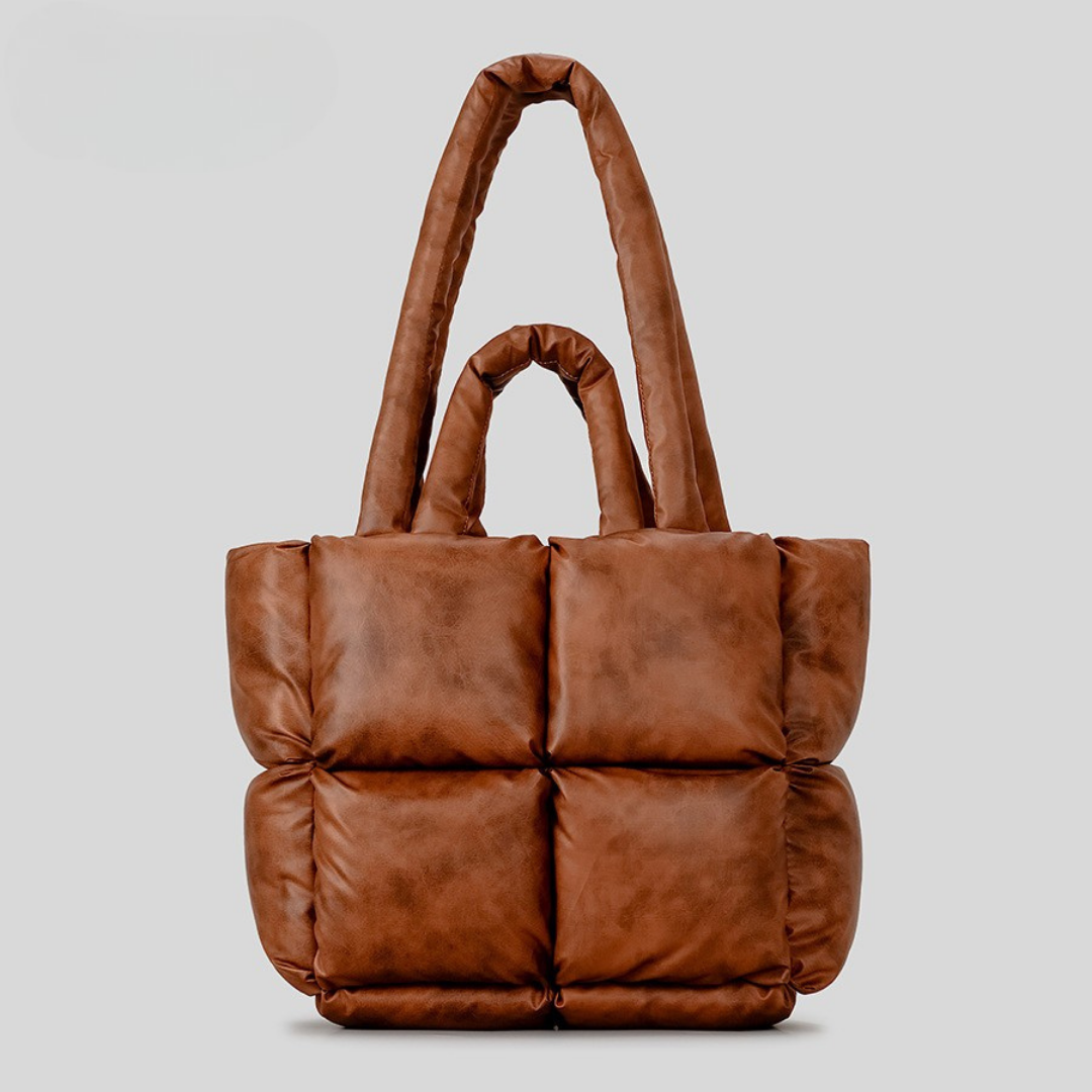 Aurelia Metallic Quilted Padded Tote | Chic Commuter Bag