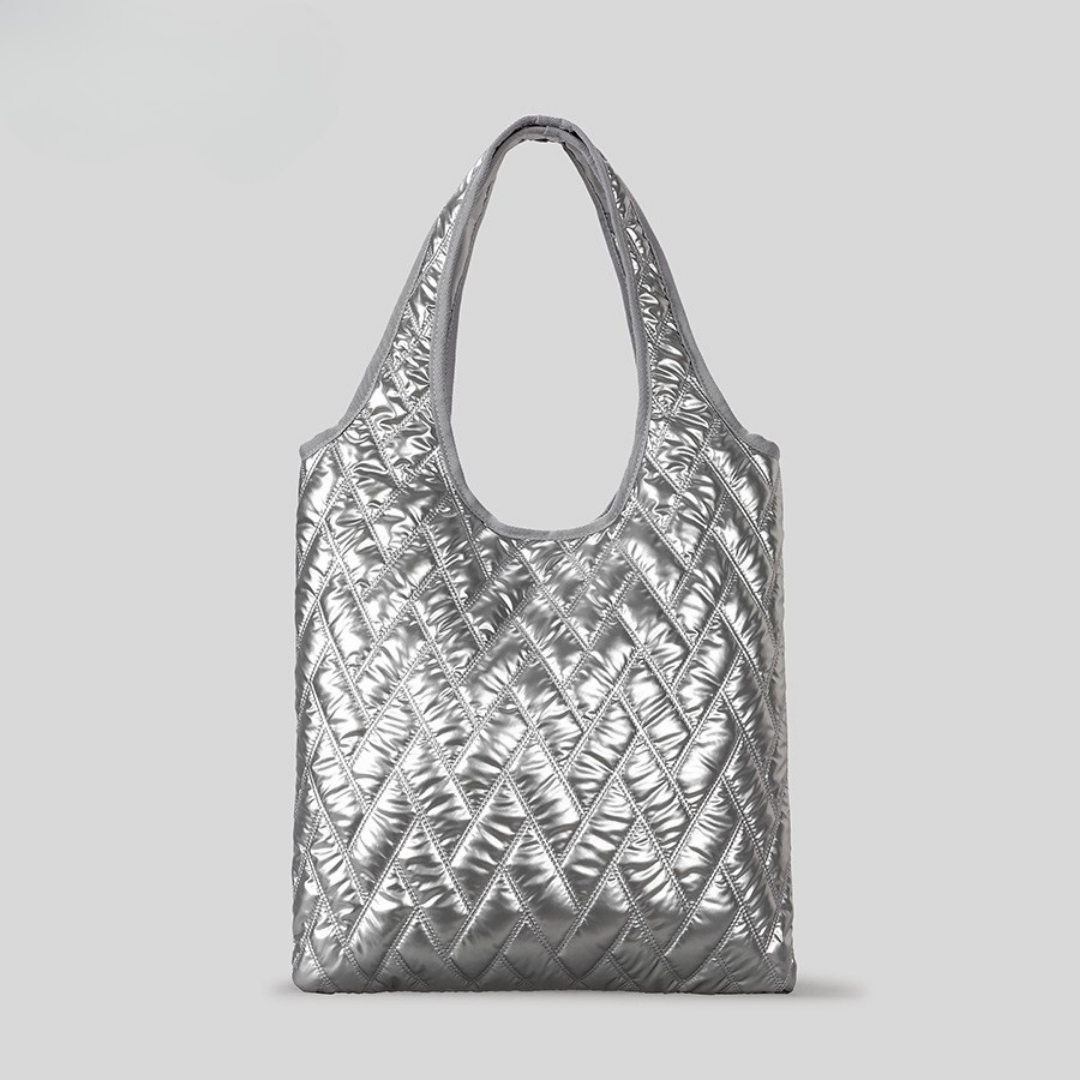 Moderne Quilted Metallic Tote - Elevated City Shoulder Bag