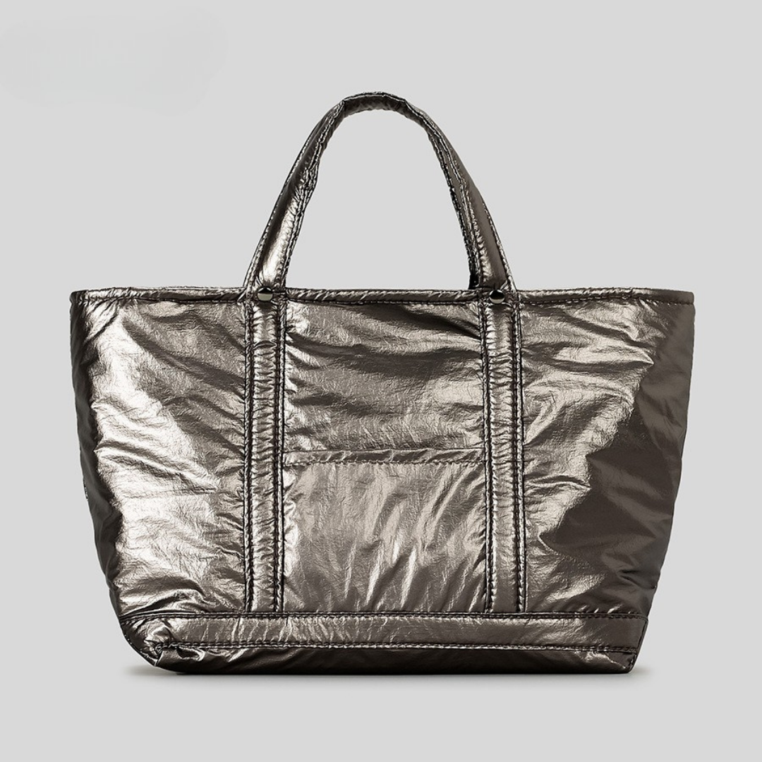 Stellar Metallic Padded Tote - Chic Commuter Shopper Bag