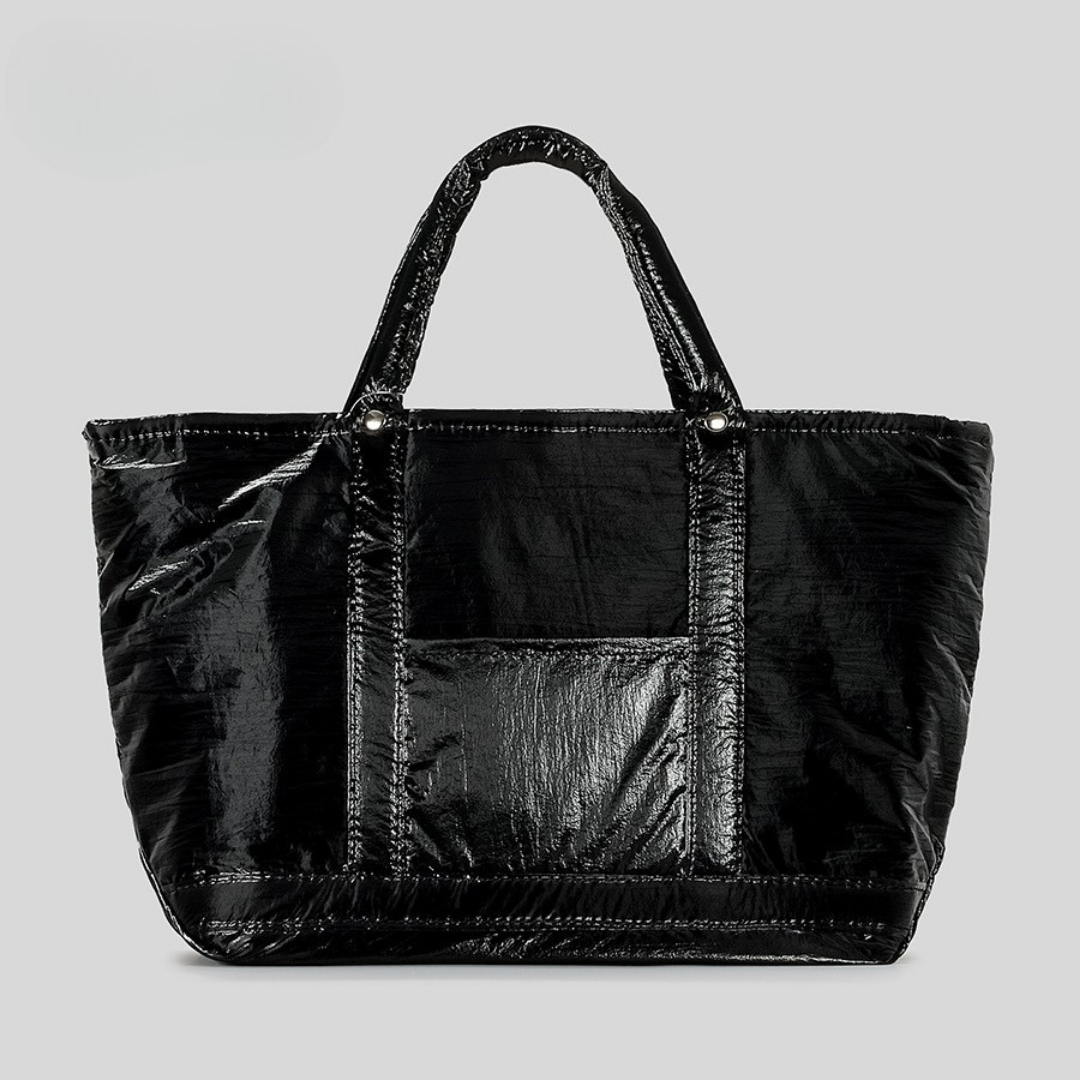 Stellar Metallic Padded Tote - Chic Commuter Shopper Bag