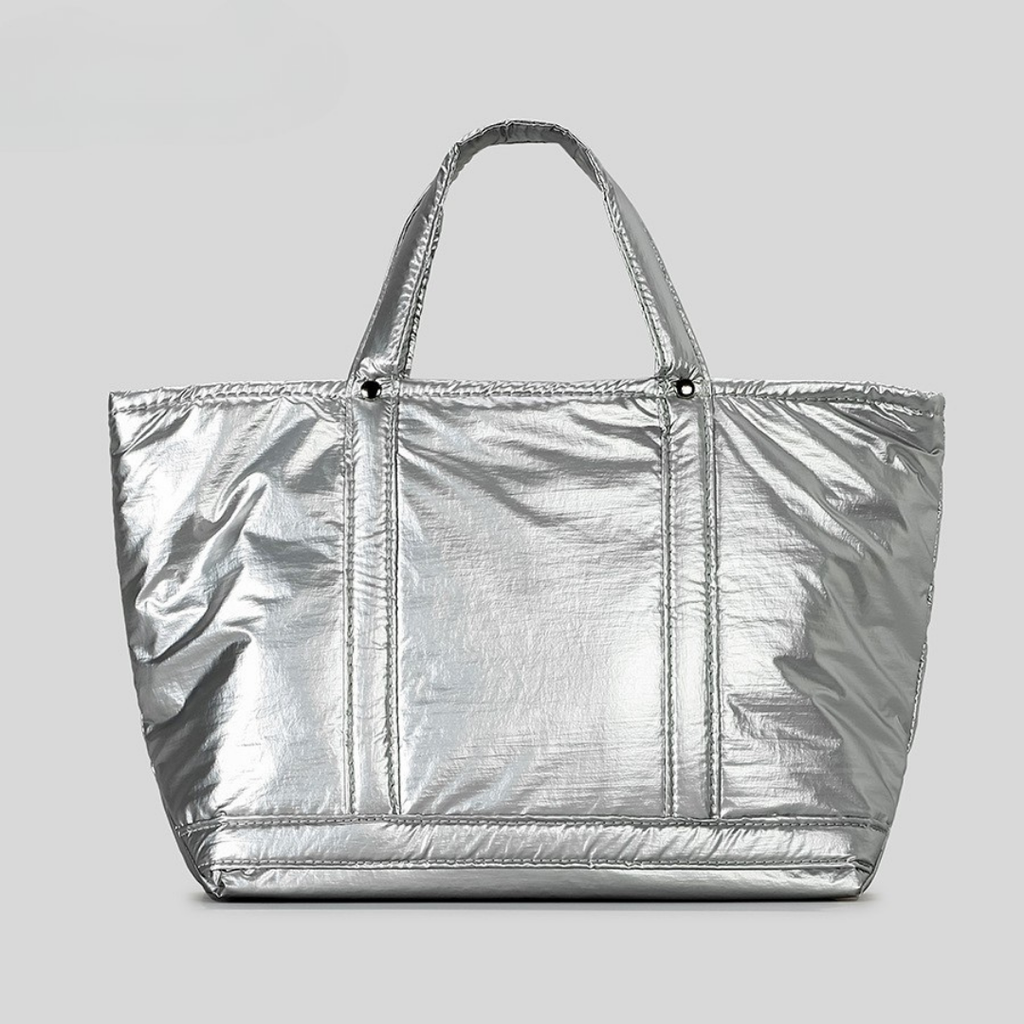 Stellar Metallic Padded Tote - Chic Commuter Shopper Bag