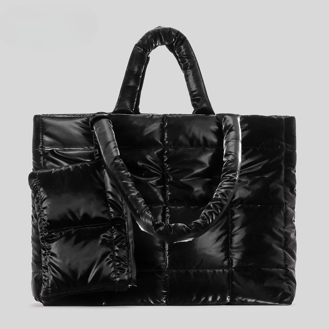 Luxe Padded Quilted Tote High Shine Work & Travel Bag detail product view