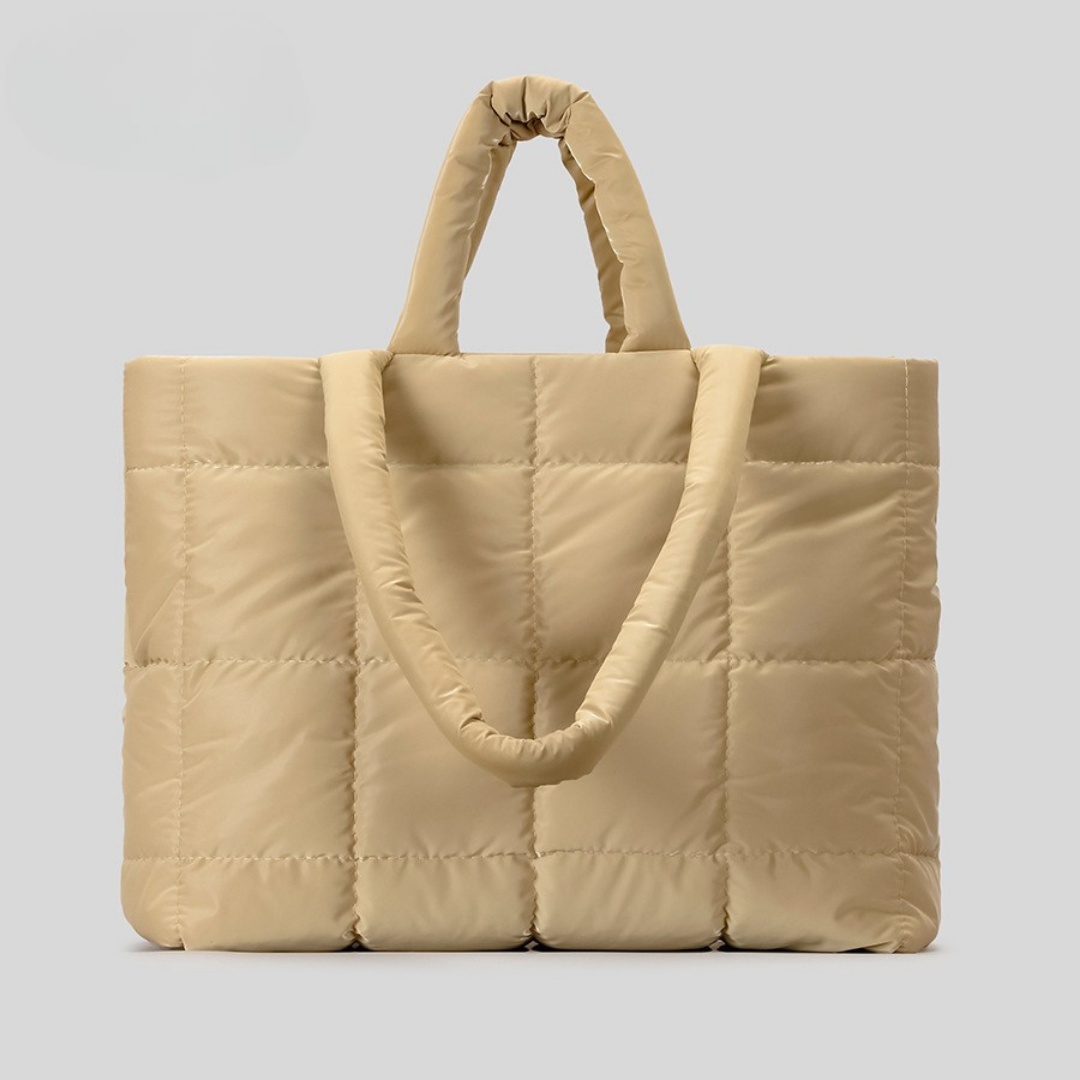 Luxe Padded Quilted Tote High Shine Work & Travel Bag lifestyle product view