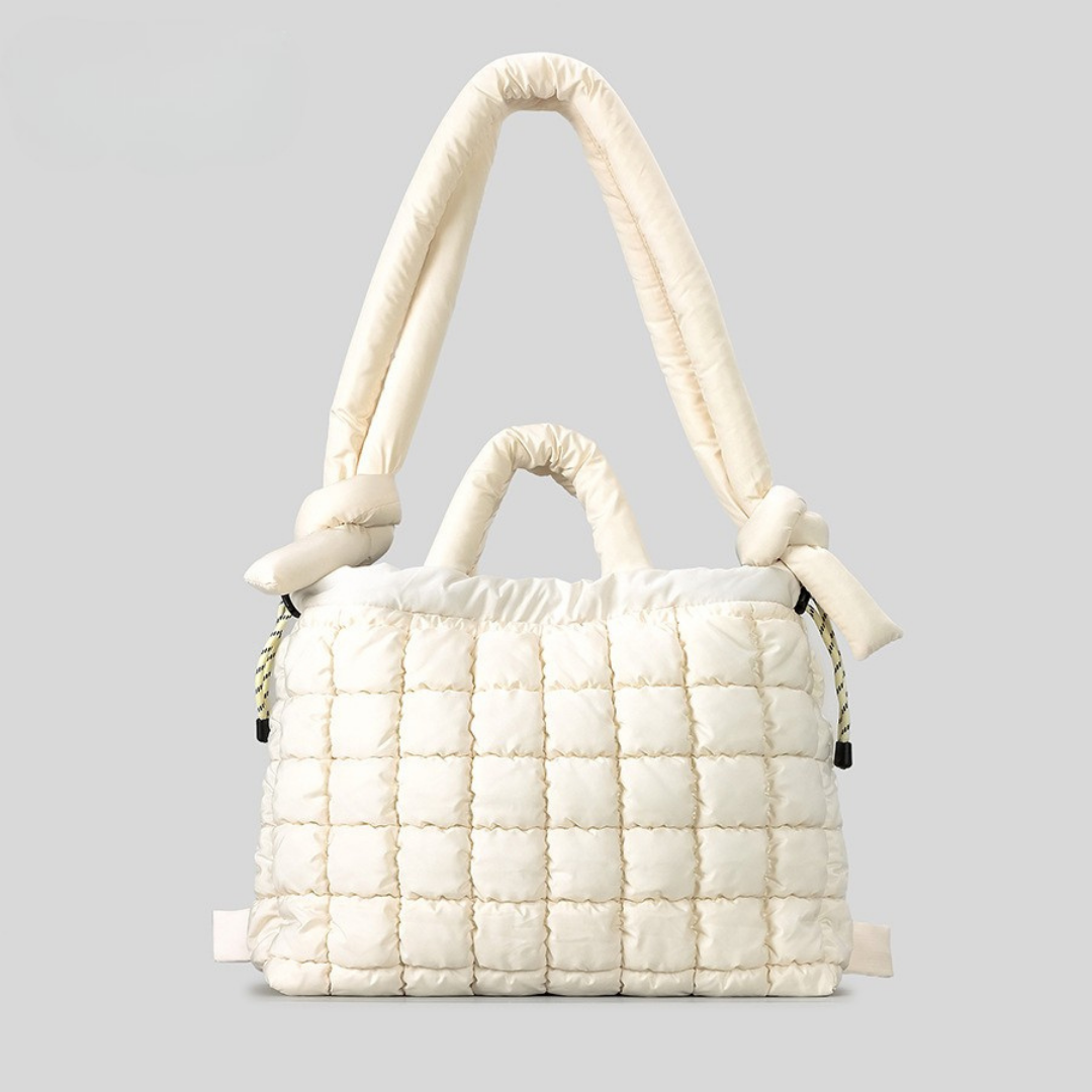 Aura Padded Quilted Tote - Olive Green Commuter Shoulder Bag