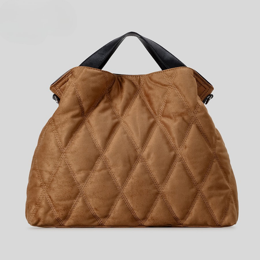 Aura Quilted Hobo Tote | Elevated Caramel Commuter Bag