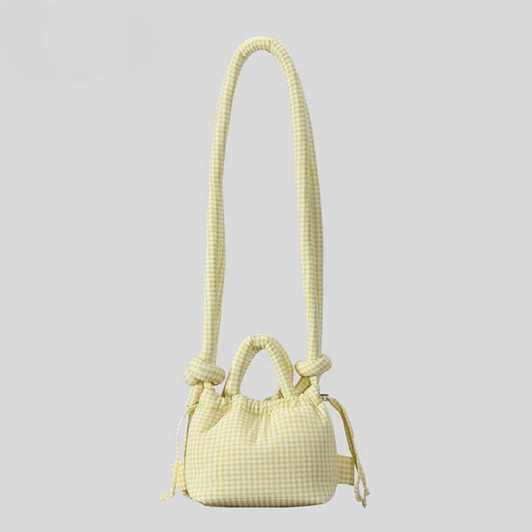 Azure Padded Knot Crossbody Bag Bold Mini Satchel for Women lifestyle product view