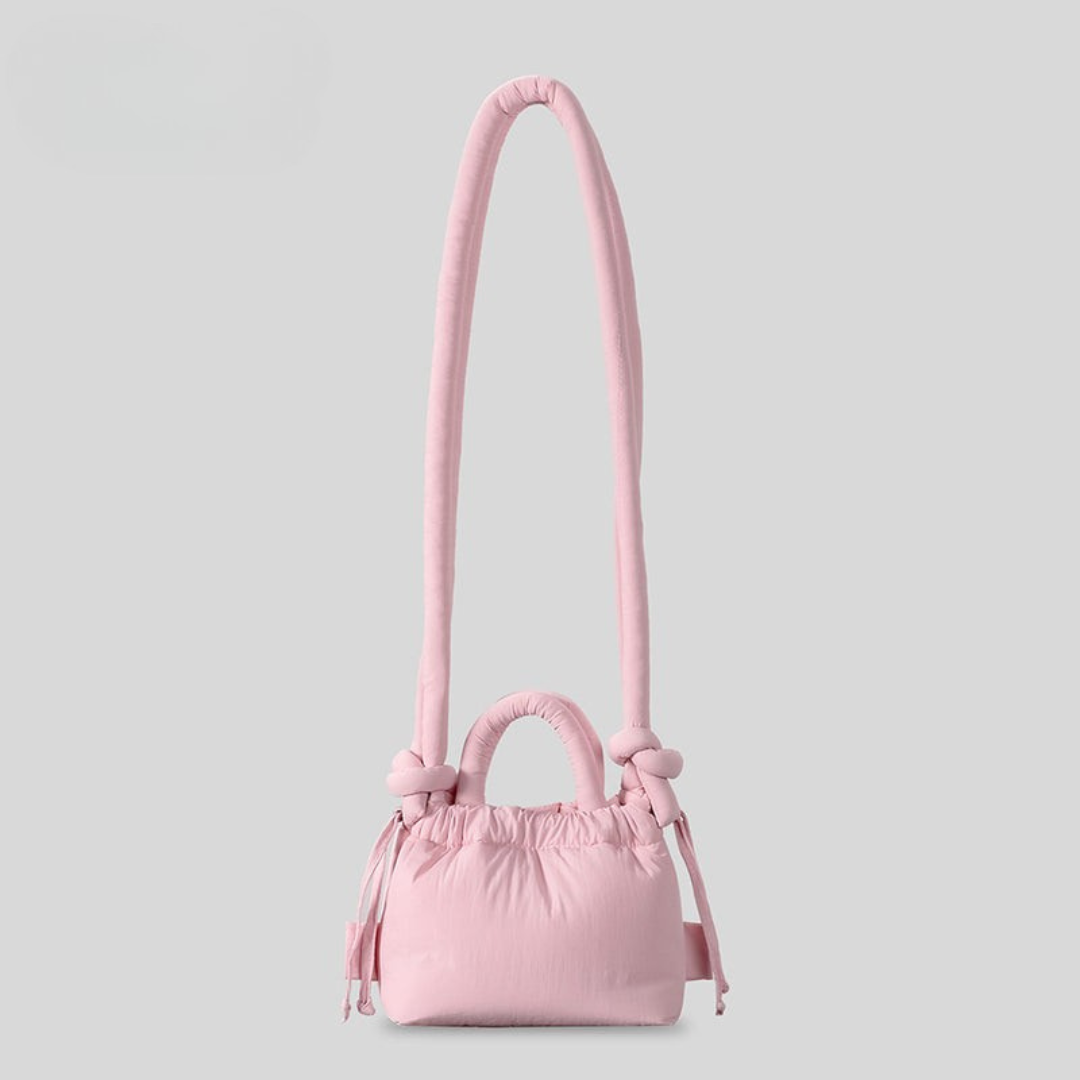 Azure Padded Knot Crossbody Bag Bold Mini Satchel for Women close-up product view