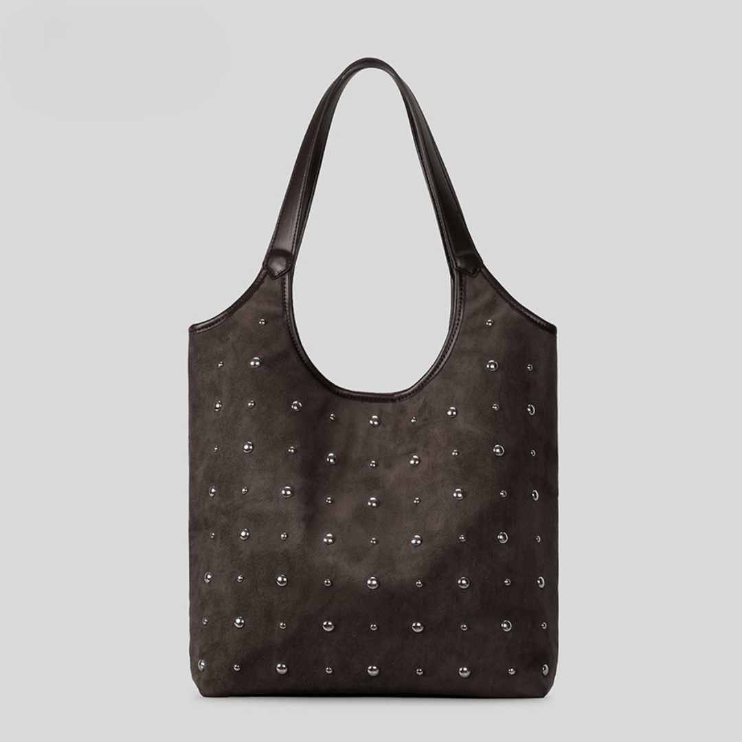 Aria Studded Suede Hobo Tote - Navy Blue Office To Weekend