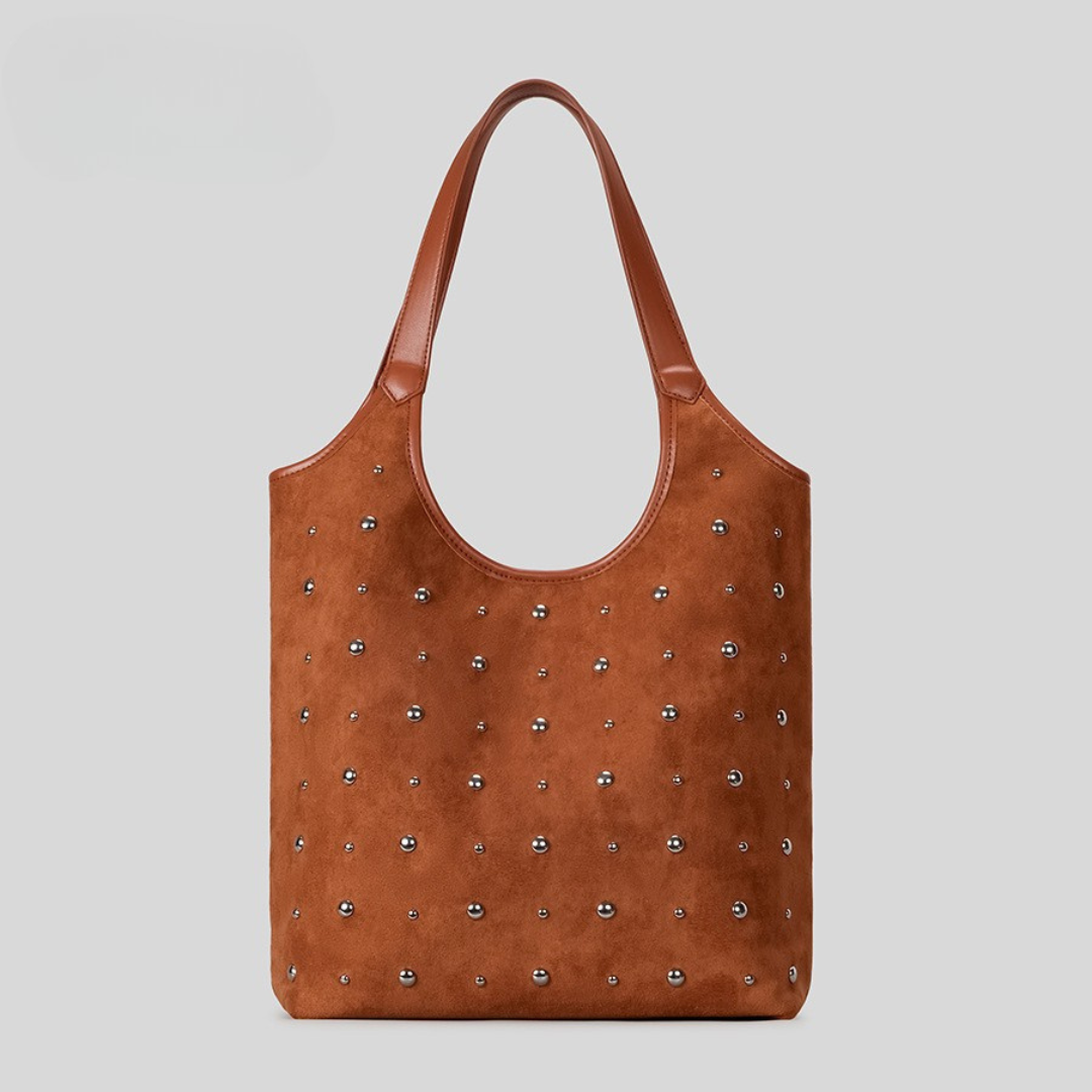 Aria Studded Suede Hobo Tote - Navy Blue Office To Weekend