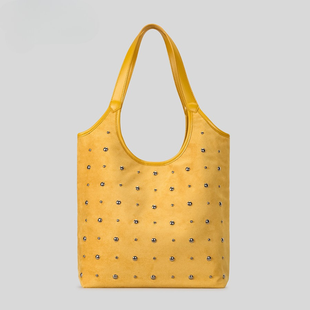 Aria Studded Suede Hobo Tote - Navy Blue Office To Weekend