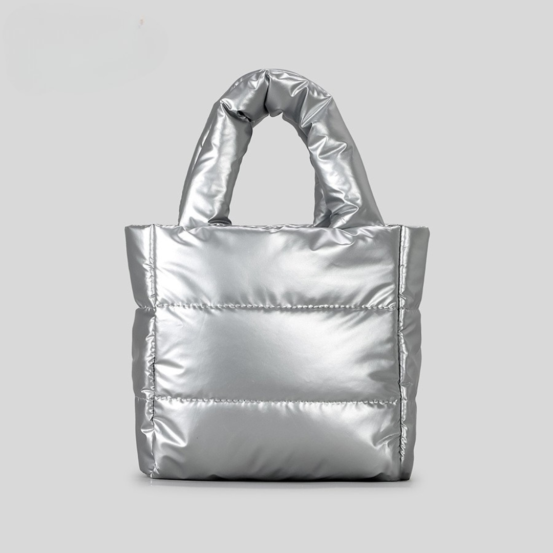 Aura Metallic Quilted Puffer Mini Tote for Urban Chic