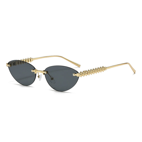 Aura Studded Rimless Cat Eye Sunglasses for Chic Modern Style main product image