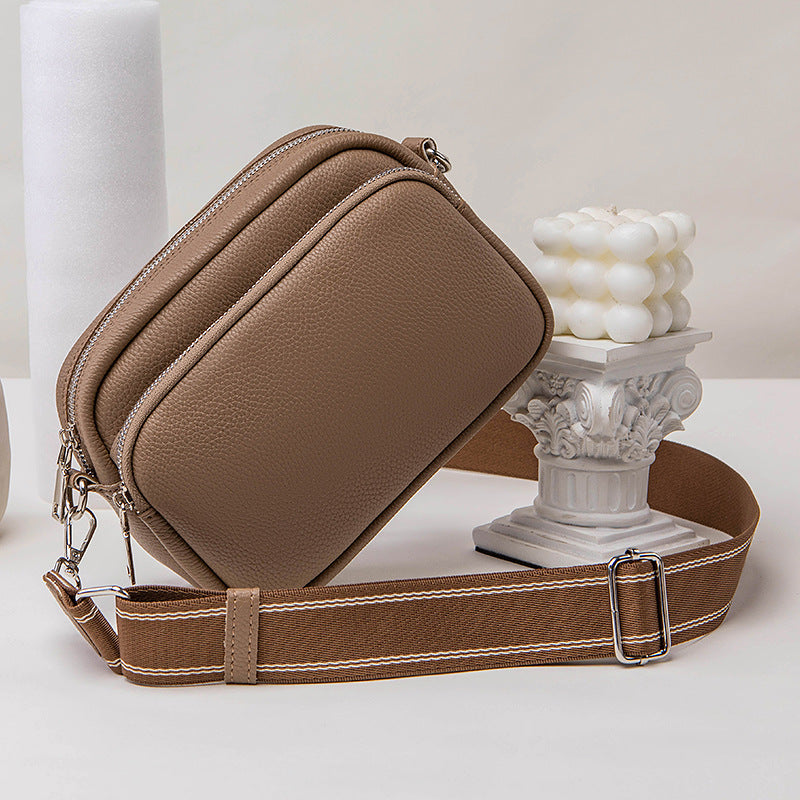 Luna Pebbled Leather Camera Crossbody Bag for Modern Commute close-up product view