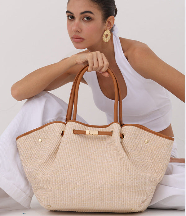 Elysian Winged Straw Tote Sophisticated Summer Work Bag additional product view