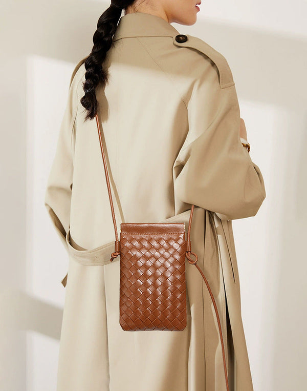 Aria Woven Leather Phone Crossbody Bag for Chic Travel additional product view
