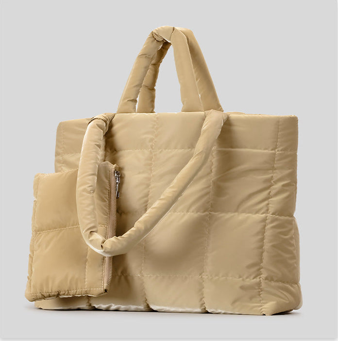 Luxe Padded Quilted Tote High Shine Work & Travel Bag side product view