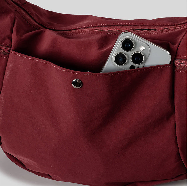 Luna Crescent Hobo Bag Elevated Nylon Commuter Crossbody close-up product view