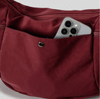 Luna Crescent Hobo Bag Elevated Nylon Commuter Crossbody close-up product view