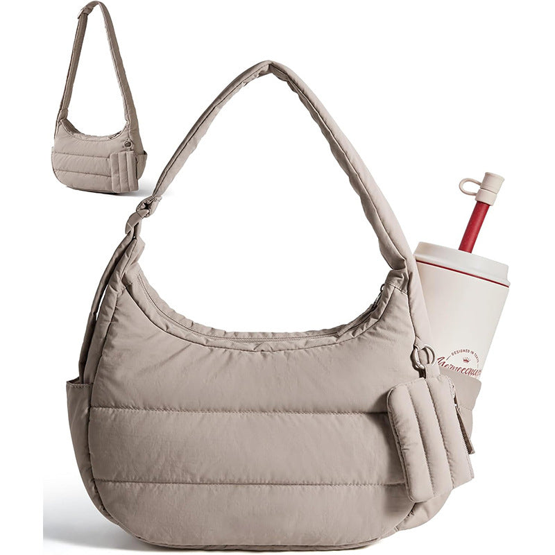 Aura Quilted Puffy Crescent Hobo Bag for Urban Commuting detail product view