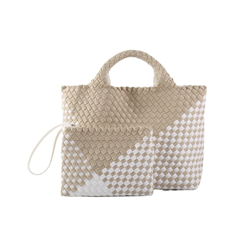 Geometric Woven Tote Bag side product view