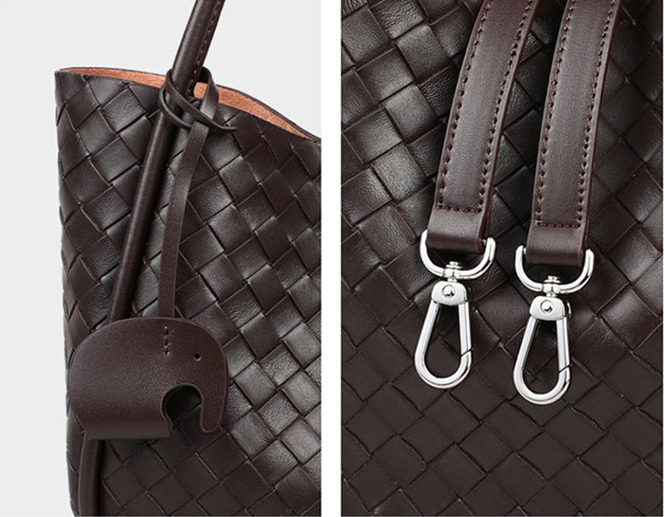 Verona Woven Leather Tote Elevated Minimalist Shoulder Bag product view 9