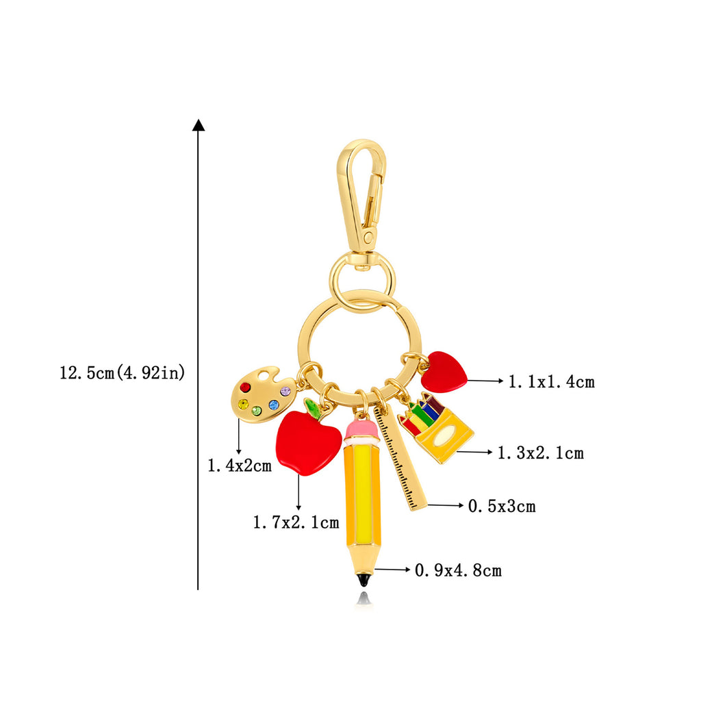 Luxe Artisan Enamel Bag Charm & Teacher Appreciation Keyring side product view