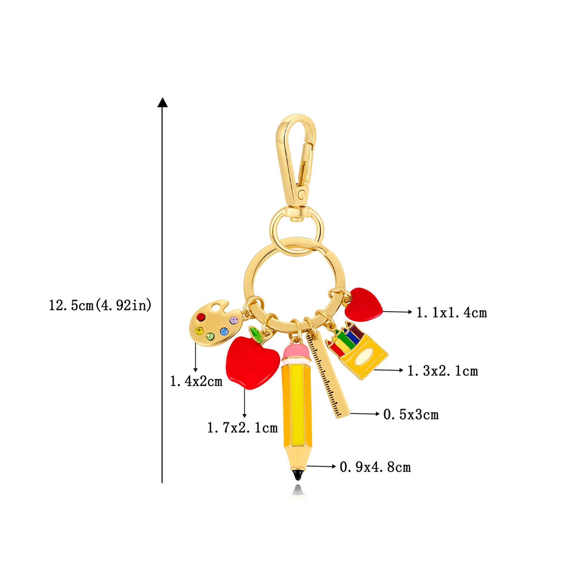 Luxe Artisan Enamel Bag Charm & Teacher Appreciation Keyring side product view