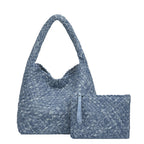 Handwoven Denim Tote Bag side product view