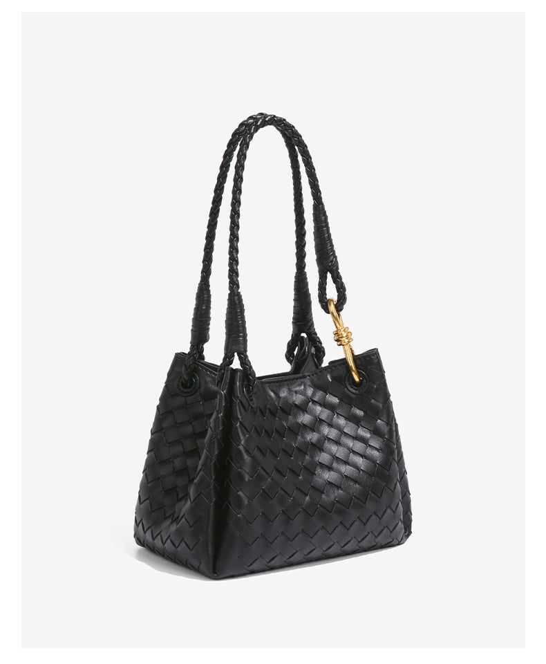 Aria Woven Leather Tote Elegant Shoulder Bag for Work product view 24
