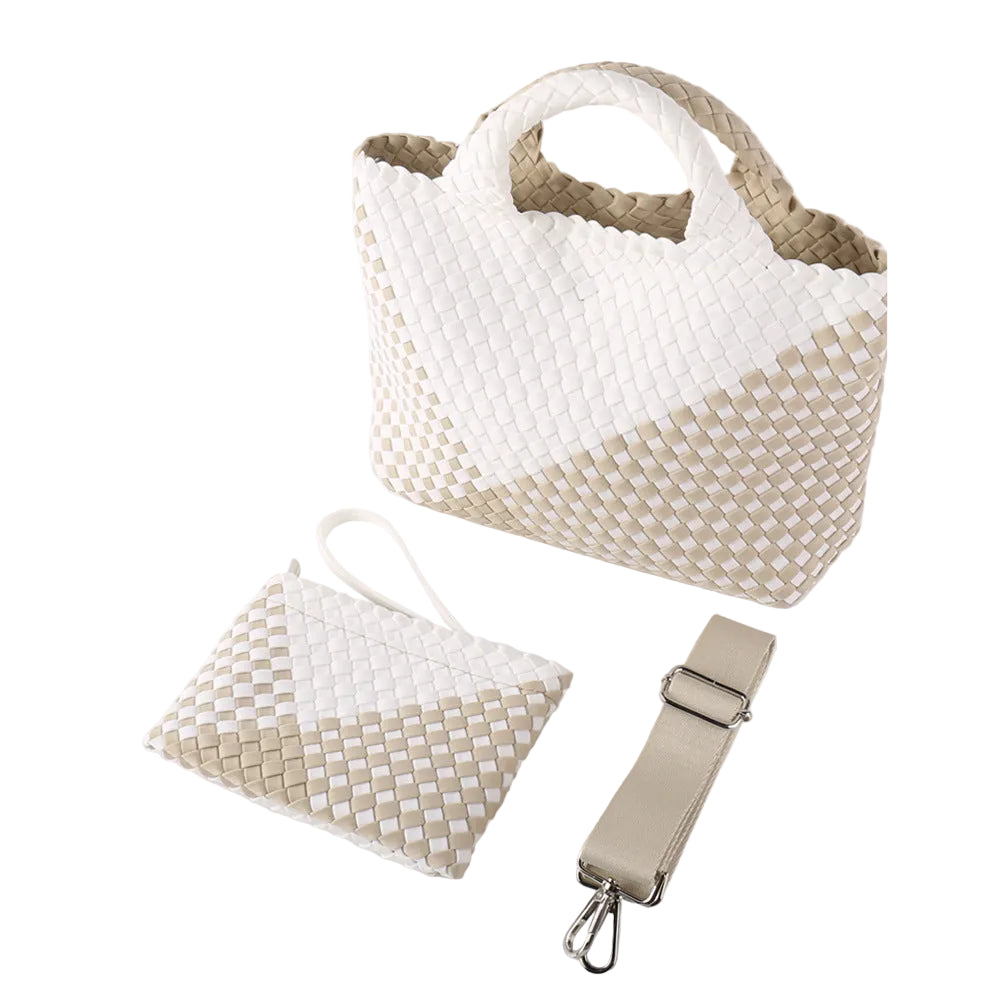 Geometric Woven Tote Bag lifestyle product view