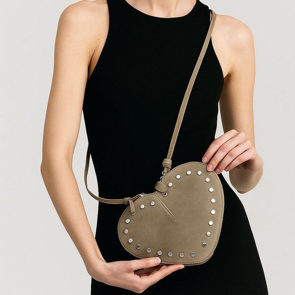 Aria Suede Heart Crossbody Minimalist Chic Date Night Bag additional product view