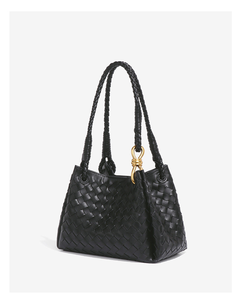 Aria Woven Leather Tote Elegant Shoulder Bag for Work product view 25