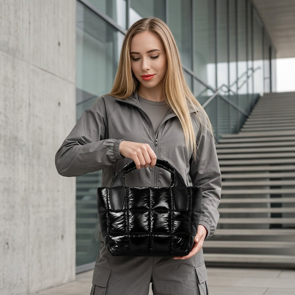 Luxe Quilted Puffer Mini Tote Versatile Urban Crossbody main product image