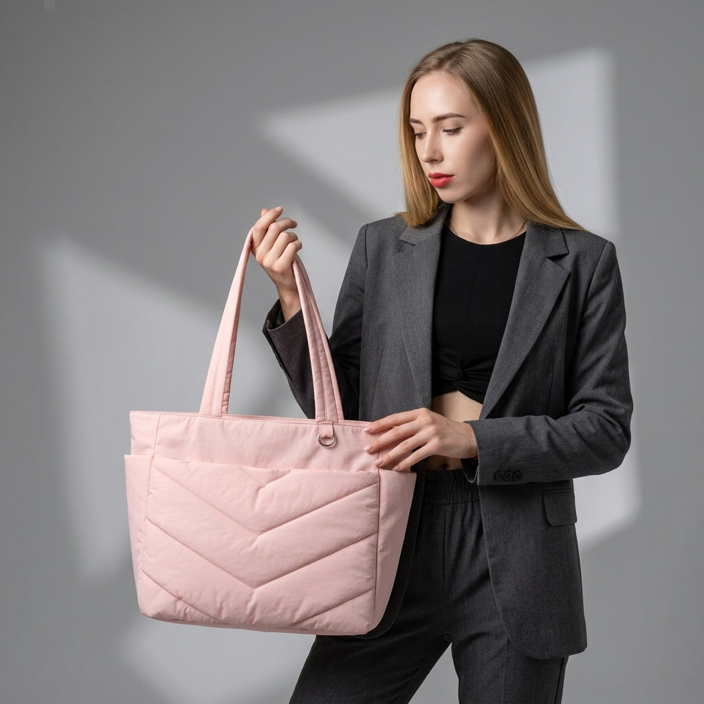 Aria Quilted Padded Tote Elevated Travel & Commute Bag main product image