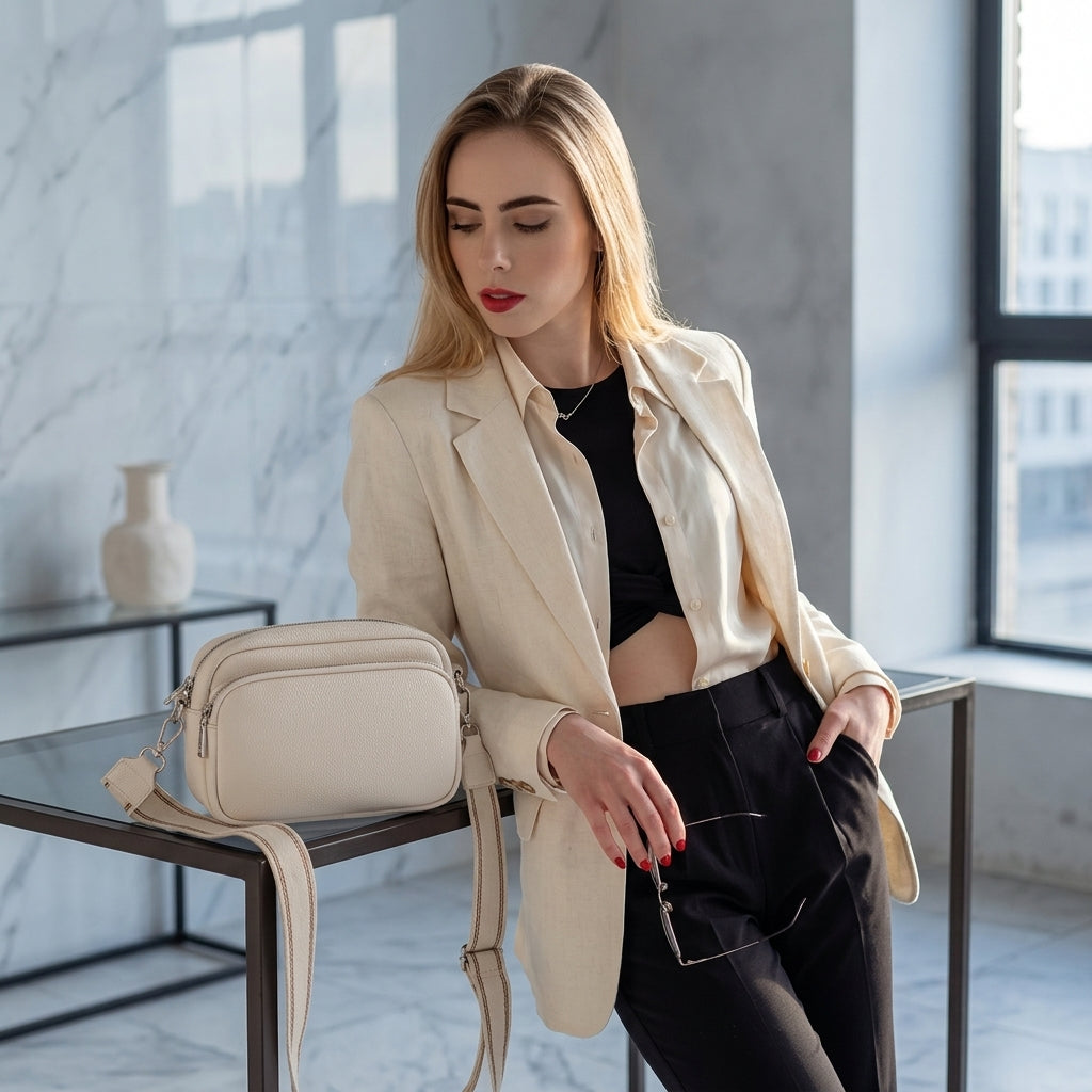 Luna Pebbled Leather Camera Crossbody Bag for Modern Commute main product image