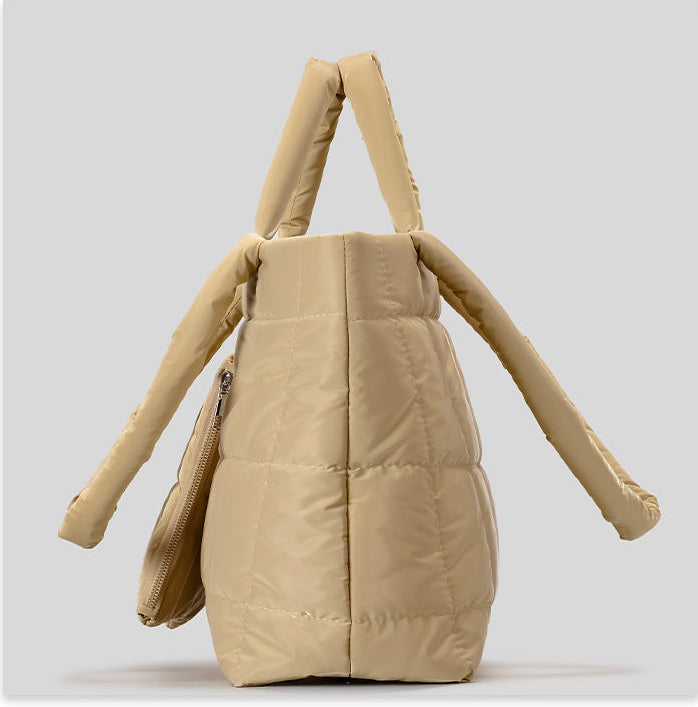Luxe Padded Quilted Tote High Shine Work & Travel Bag close-up product view