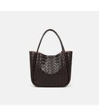 Verona Woven Leather Tote Elevated Minimalist Shoulder Bag close-up product view