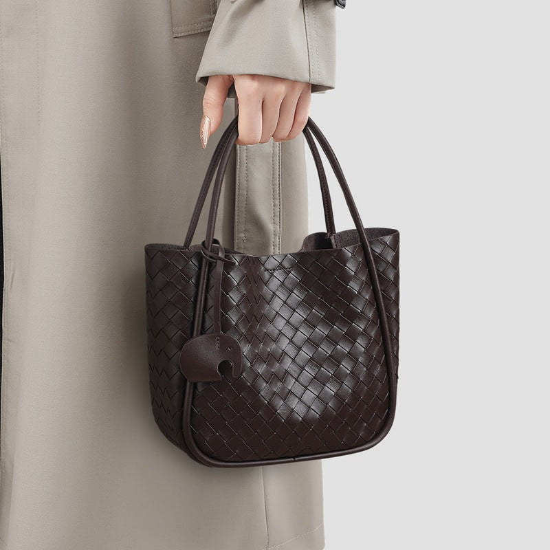 Verona Woven Leather Tote Elevated Minimalist Shoulder Bag additional product view