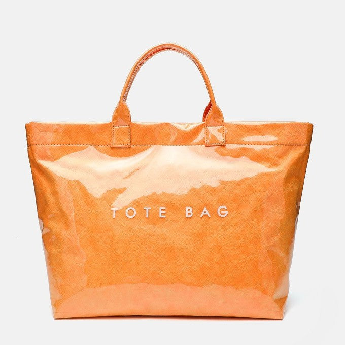 Modern Glossy Kraft Effect Tote Chic Commuter Carryall close-up product view
