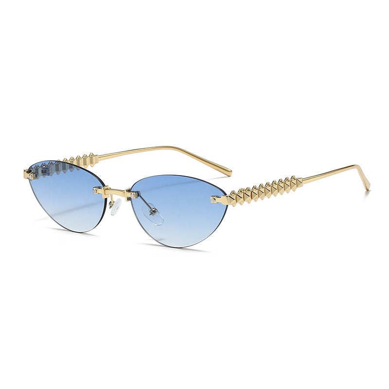 Aura Studded Rimless Cat Eye Sunglasses for Chic Modern Style product view 7