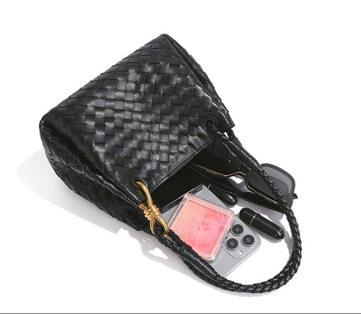 Aria Woven Leather Tote Elegant Shoulder Bag for Work product view 21