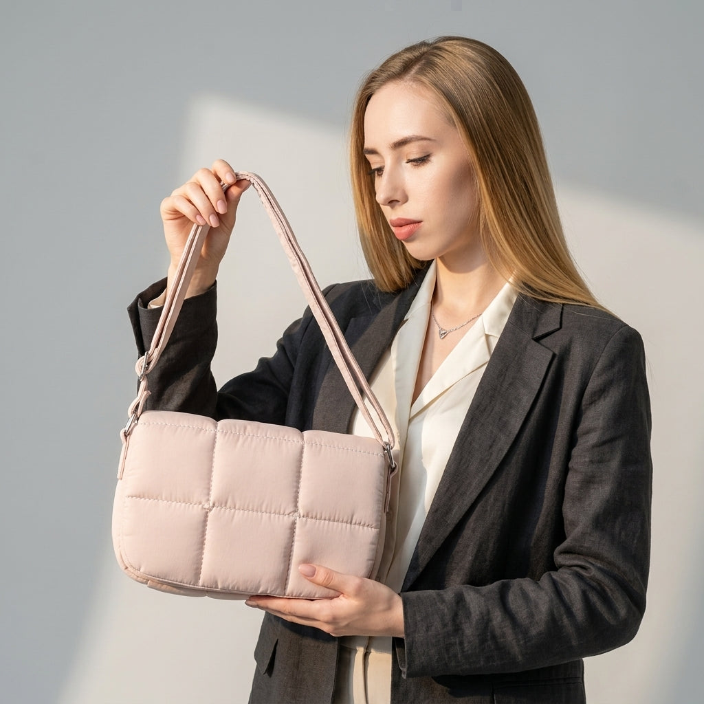Aria Quilted Puffer Crossbody - Minimalist Commuter Bag